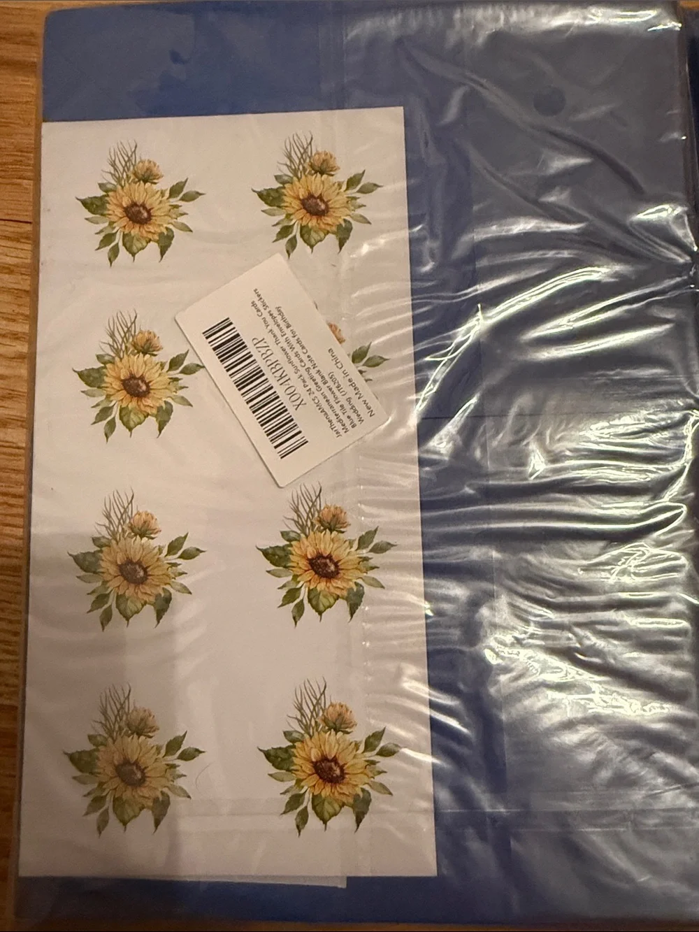 Sunflower 'Thank You' Notecards with Blue Border 48 total